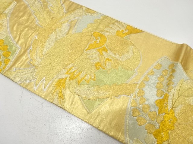 JAPANESE KIMONO / ANTIQUE FUKURO OBI / SILK / WOVEN PHOENIX & PAULOWNIA